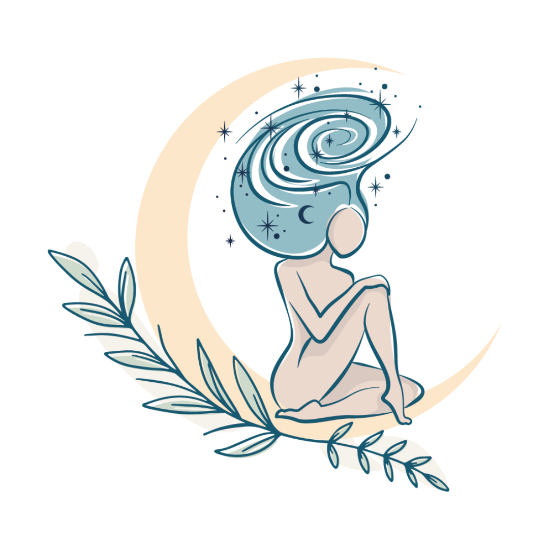 Logo femme lune La Sorcière graphique spiritualité ésotérisme magie