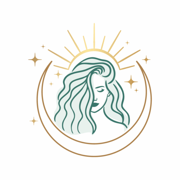 Logo femme lune La Sorcière graphique spiritualité ésotérisme magie