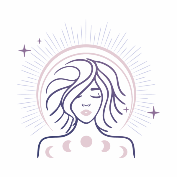 Logo femme lune La Sorcière graphique spiritualité ésotérisme magie